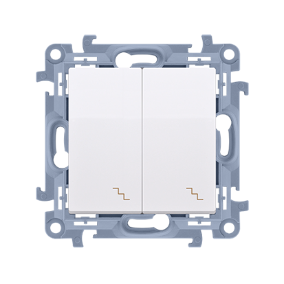 Vypínač schodišťový dvojnásobný (modul) 10AX, 250V~, šroubové koncovky bílý Simon 10 CW6/2.01/11